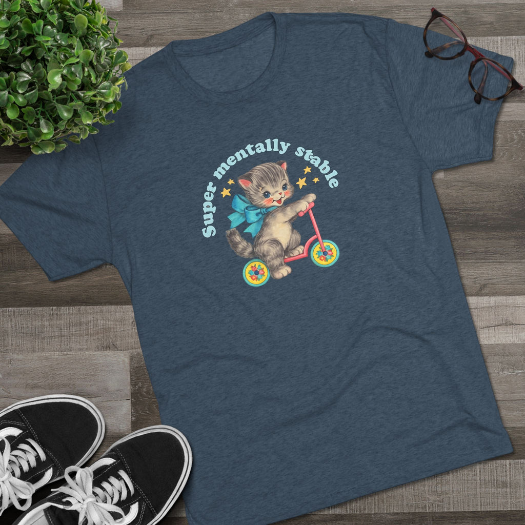 'Stay Mentally Stable' Vintage Cat Graphic Shirt