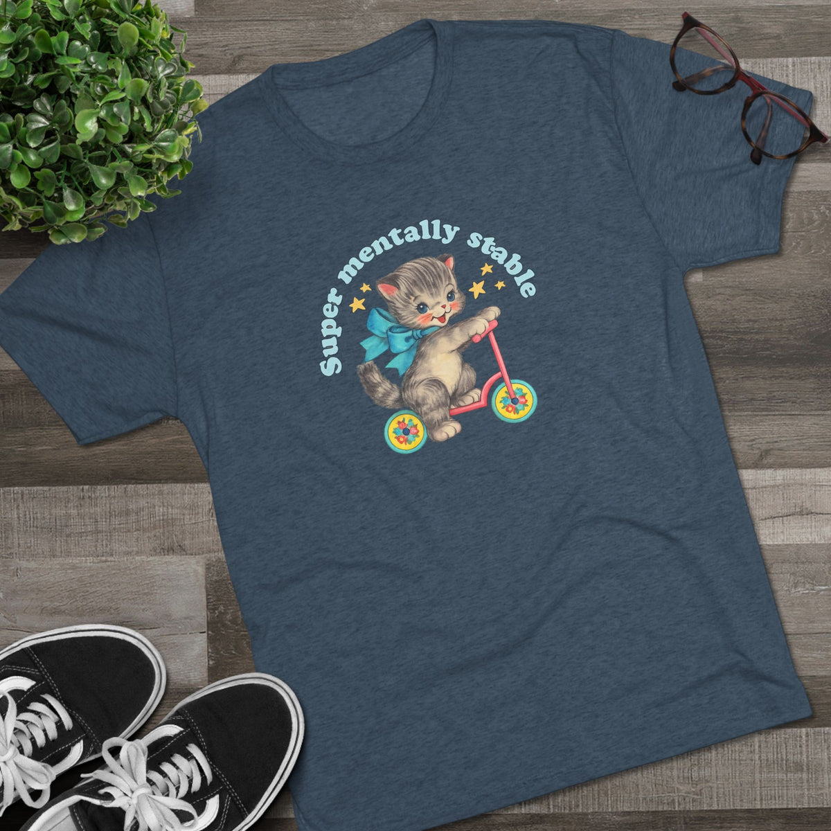 'Stay Mentally Stable' Vintage Cat Graphic Shirt