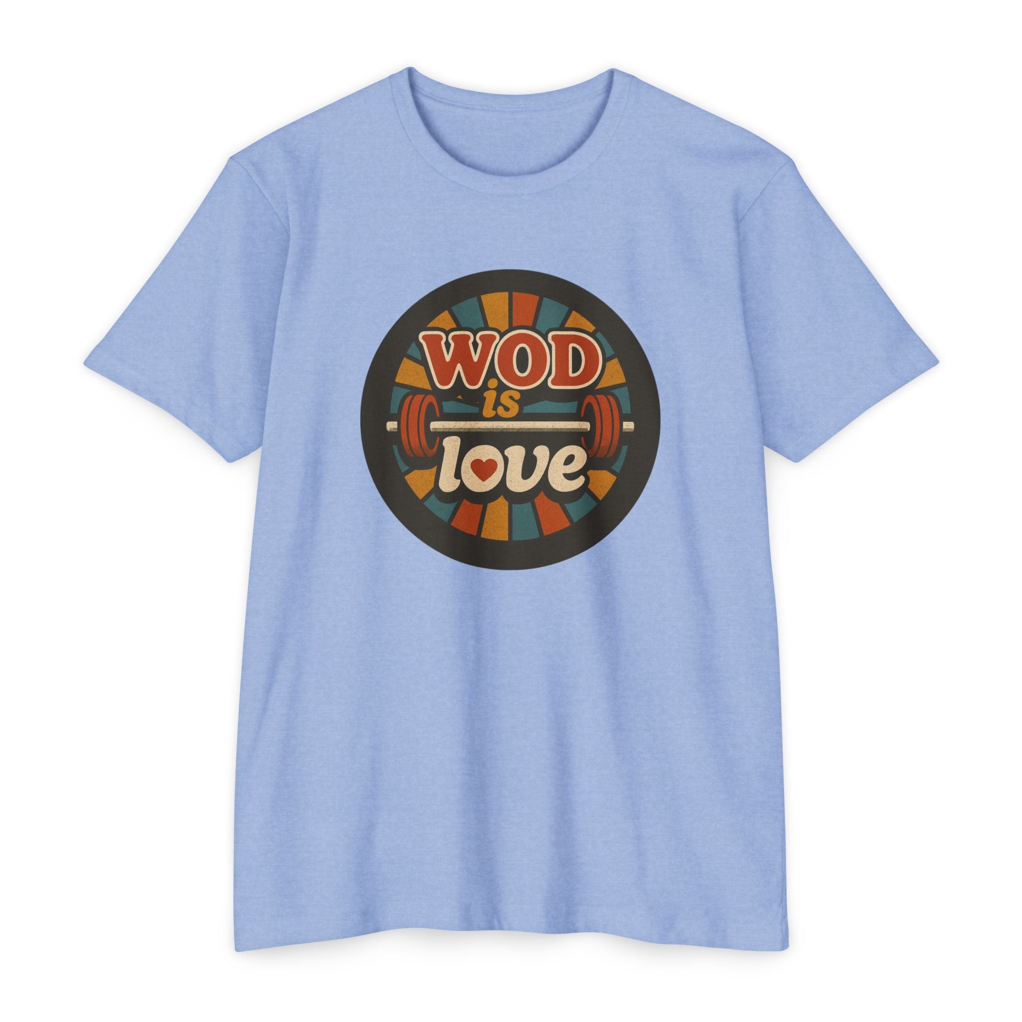 WOD Is Love T-Shirt — Retro Barbell CrossFit Tee ("If Love is a WOD, I'm RX'ing it")