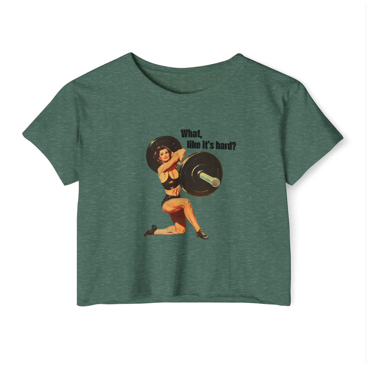 Vintage Pin-Up Crop Top — "What, like it's hard?" Tee