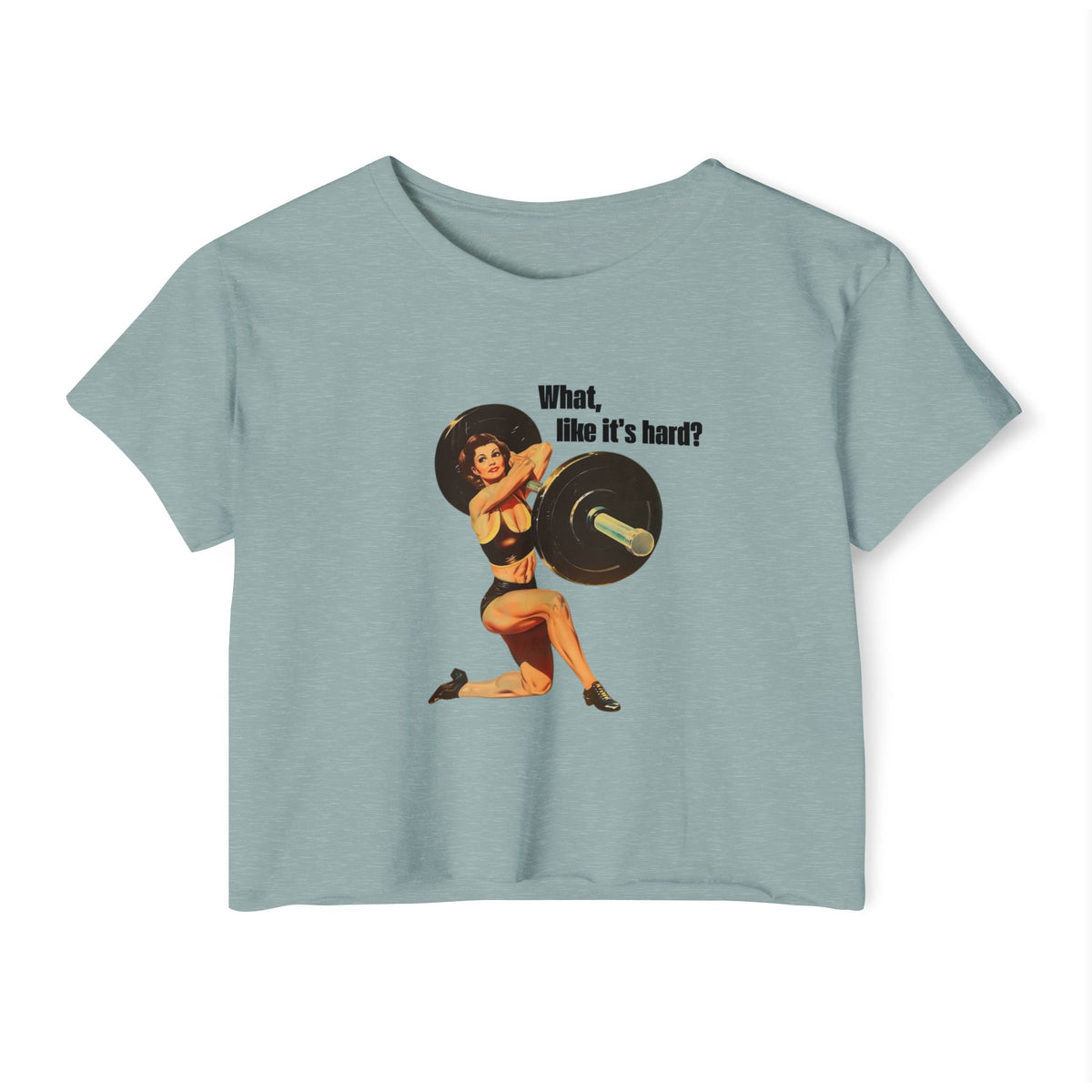 Vintage Pin-Up Crop Top — "What, like it's hard?" Tee