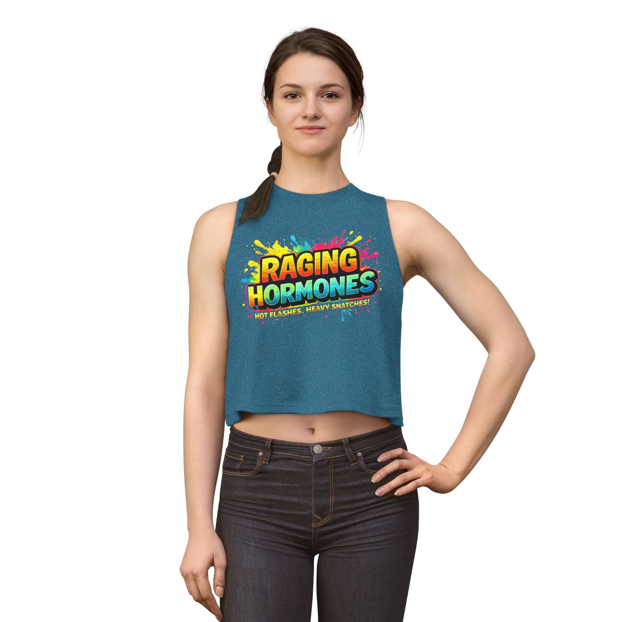 Raging Hormones Crop Top – Funny Menopause Tank (‘Hot Flashes, Heavy Snatches’)