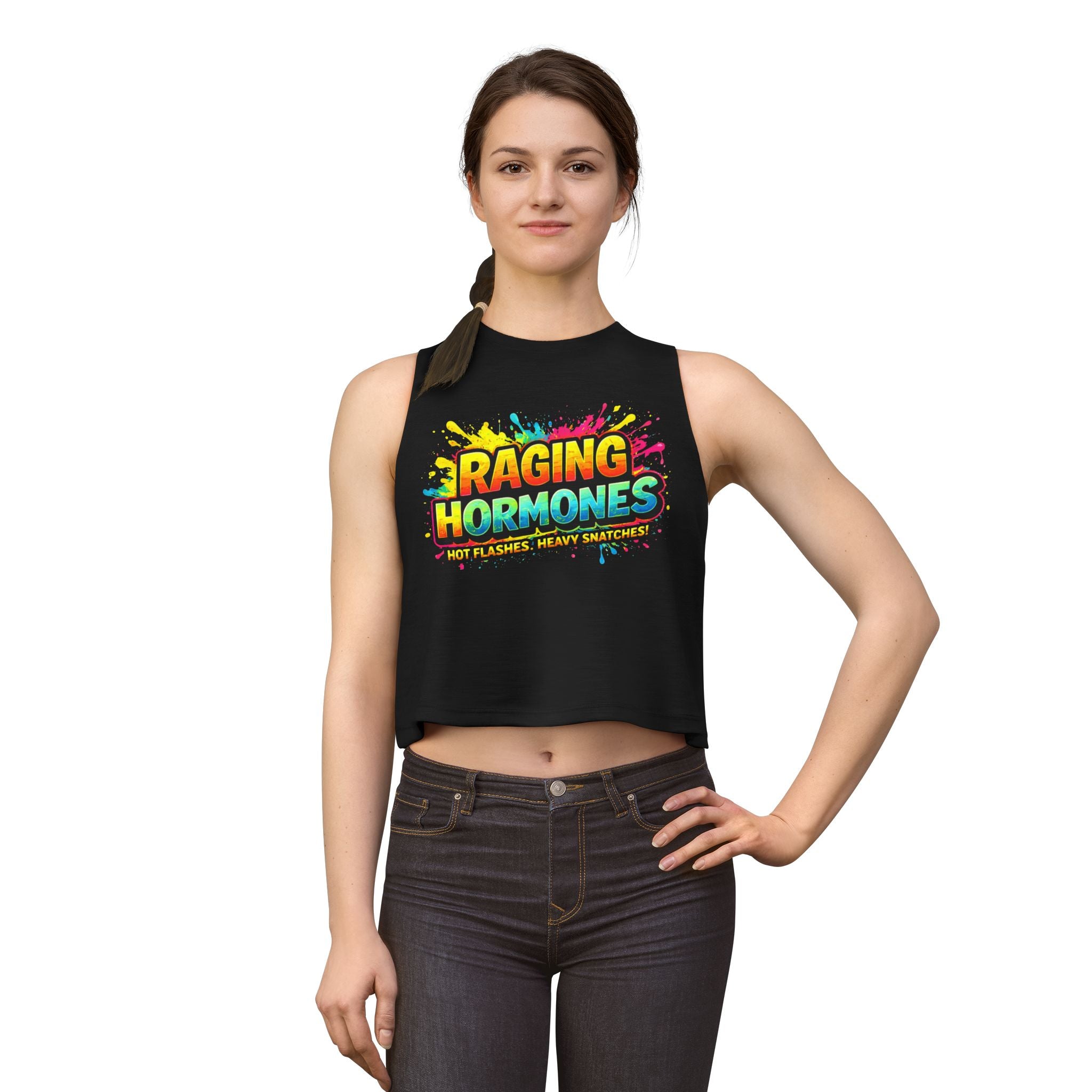 Raging Hormones Crop Top – Funny Menopause Tank (‘Hot Flashes, Heavy Snatches’)