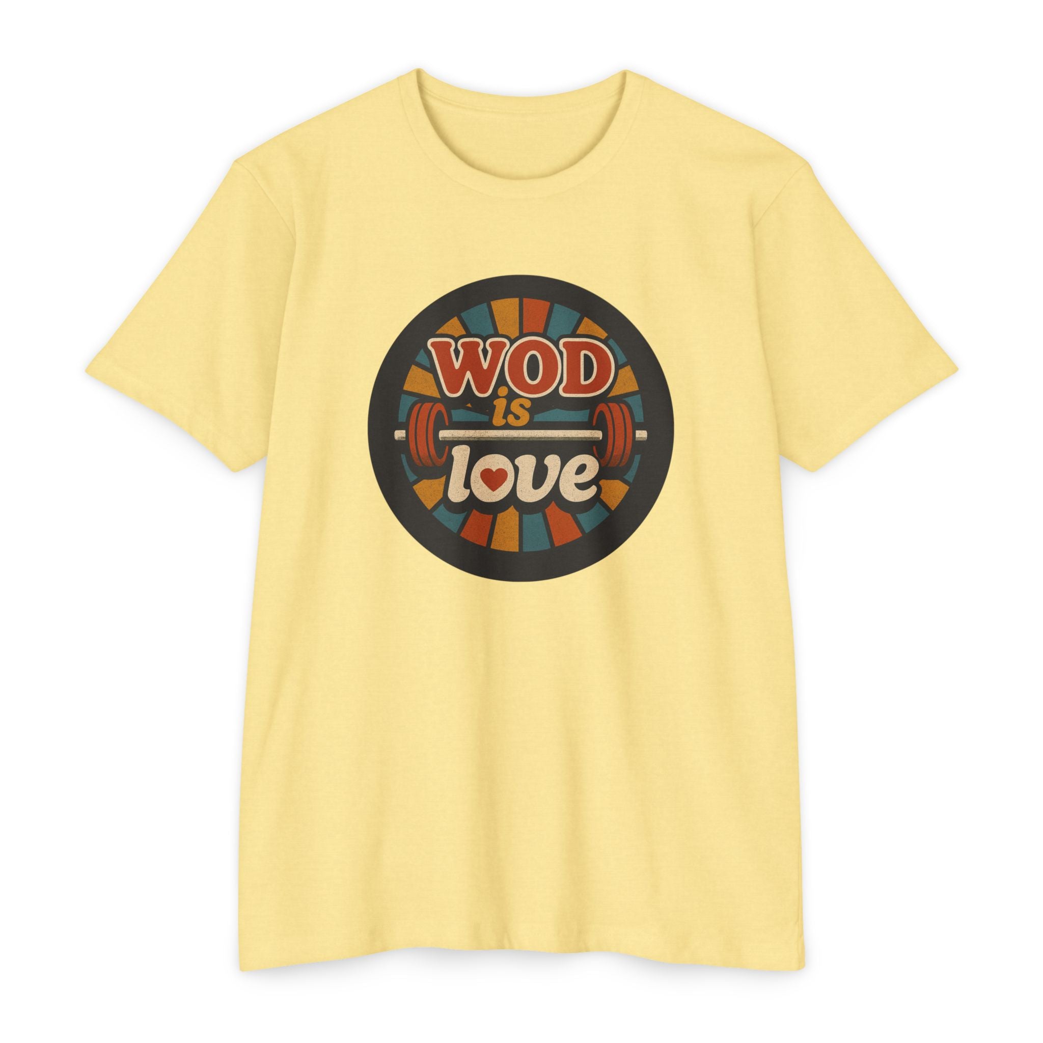 WOD Is Love T-Shirt — Retro Barbell CrossFit Tee ("If Love is a WOD, I'm RX'ing it")