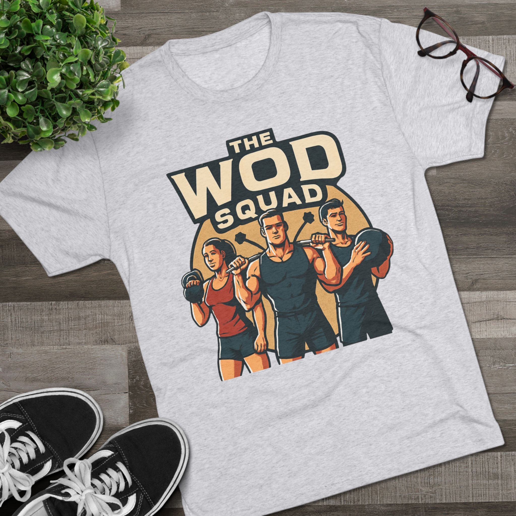WOD Squad T-Shirt — "The WOD Squad" CrossFit Gym Tee (Back: "Friends Don't Let Friends Skip WODs")