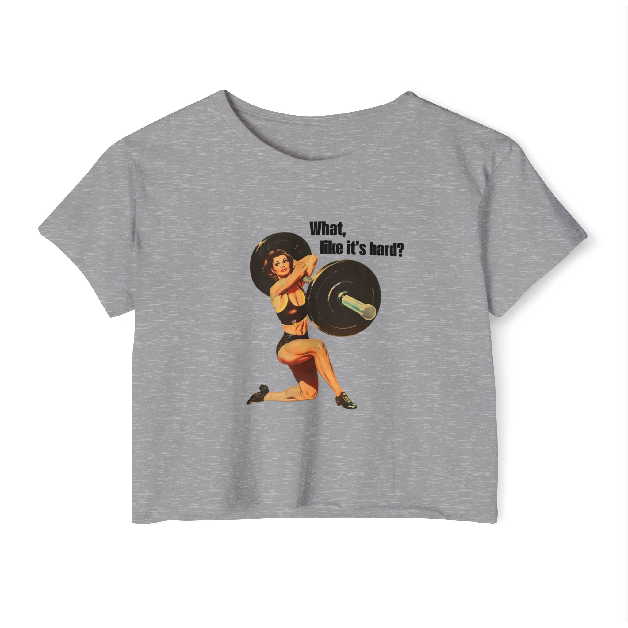 Vintage Pin-Up Crop Top — "What, like it's hard?" Tee