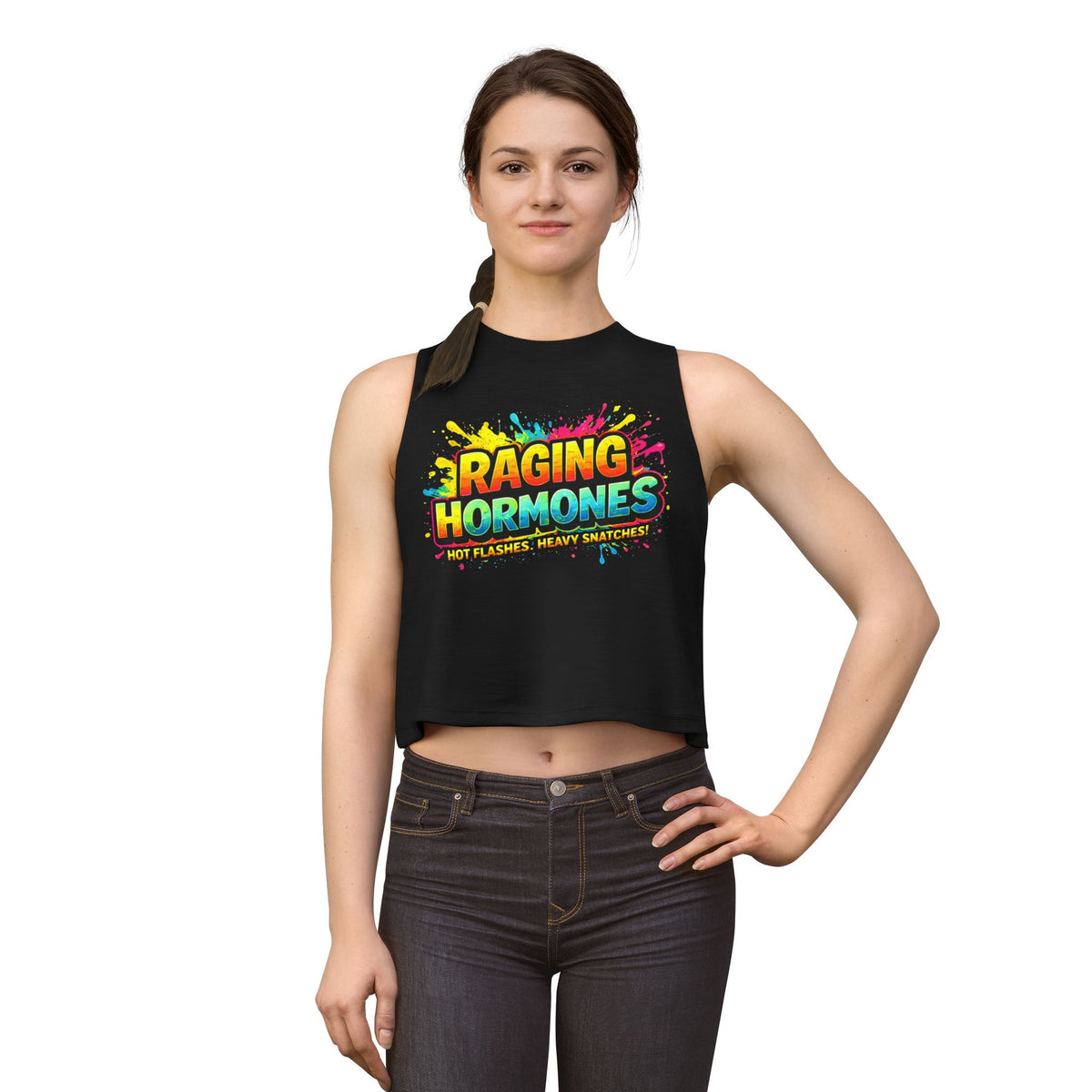 Raging Hormones Crop Top – Funny Menopause Tank (‘Hot Flashes, Heavy Snatches’)
