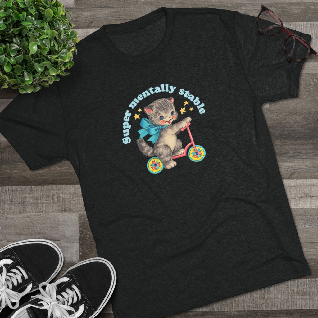 'Stay Mentally Stable' Vintage Cat Graphic Shirt