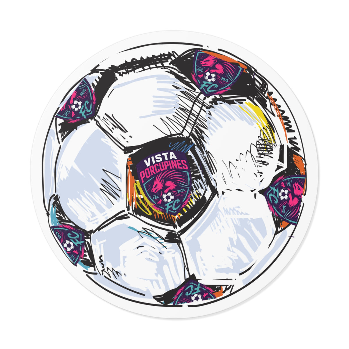 Soccer Ball Vinyl Sticker — Vista Porcupines FC Round Decal