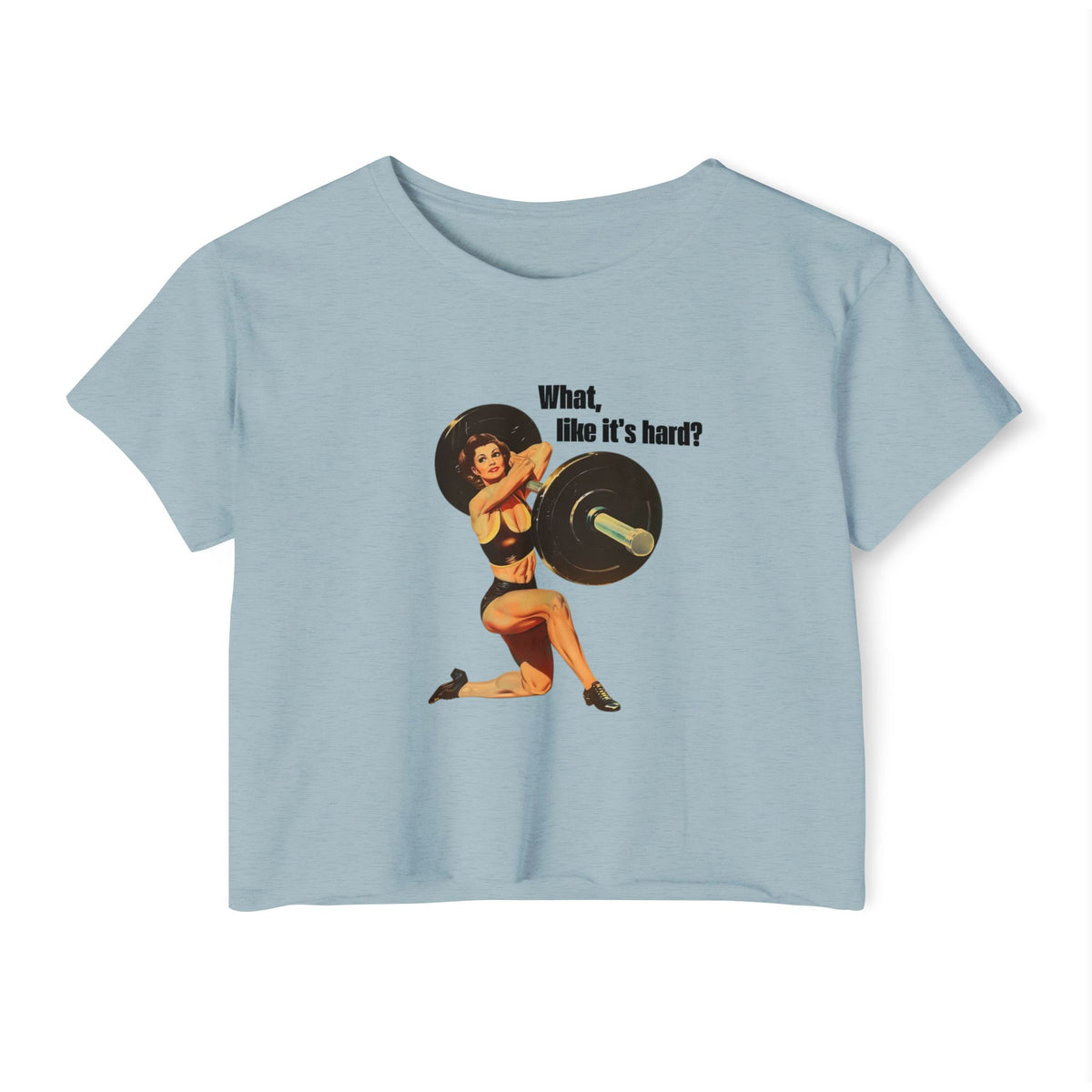 Vintage Pin-Up Crop Top — "What, like it's hard?" Tee