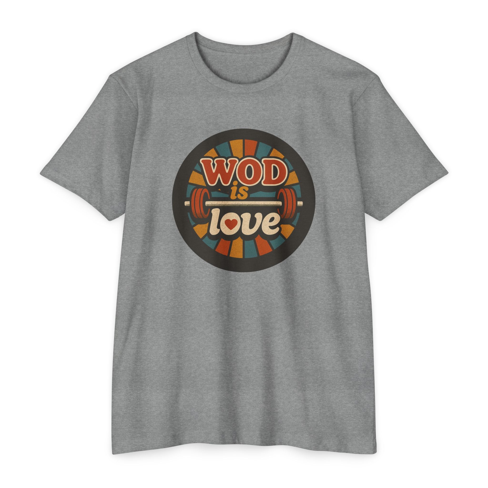 WOD Is Love T-Shirt — Retro Barbell CrossFit Tee ("If Love is a WOD, I'm RX'ing it")