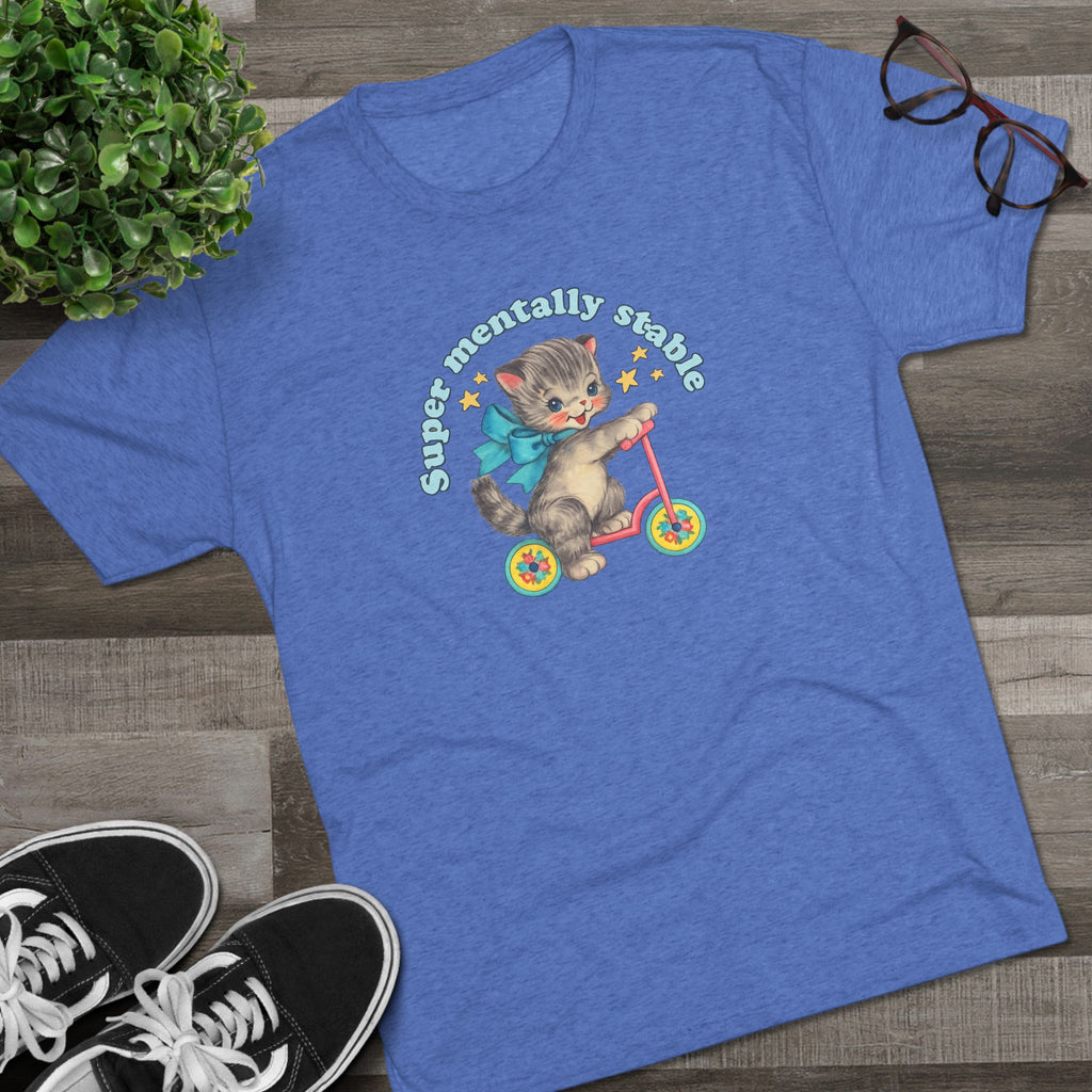 'Stay Mentally Stable' Vintage Cat Graphic Shirt