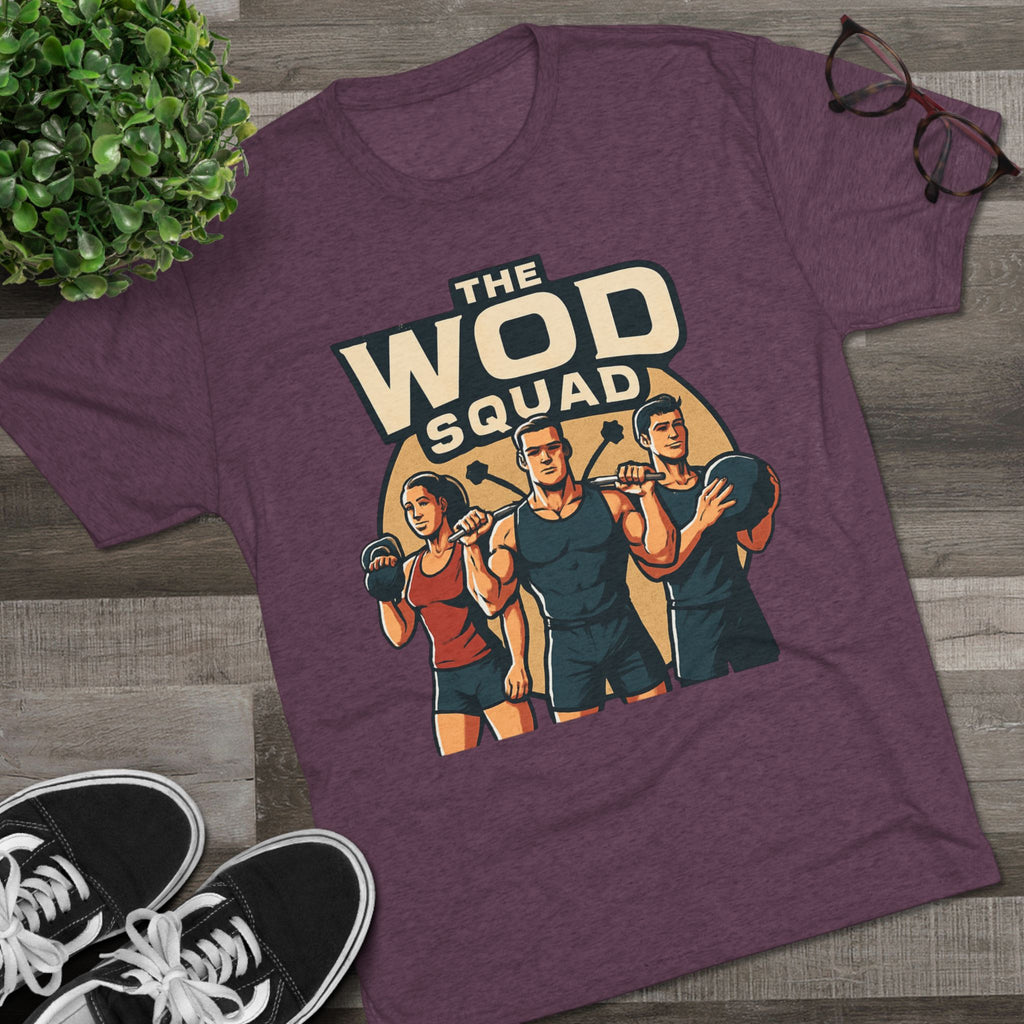 WOD Squad T-Shirt — "The WOD Squad" CrossFit Gym Tee (Back: "Friends Don't Let Friends Skip WODs")
