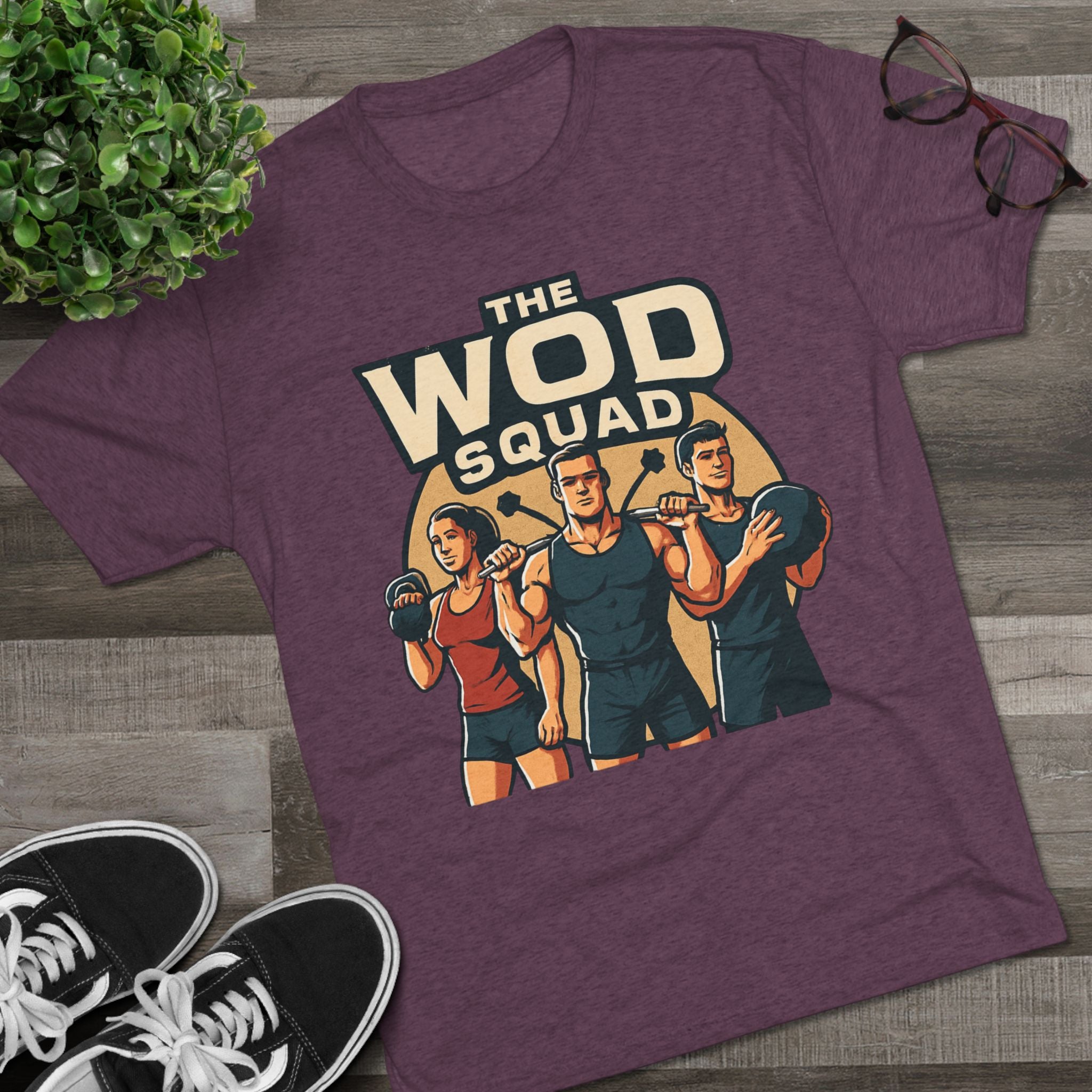 WOD Squad T-Shirt — "The WOD Squad" CrossFit Gym Tee (Back: "Friends Don't Let Friends Skip WODs")