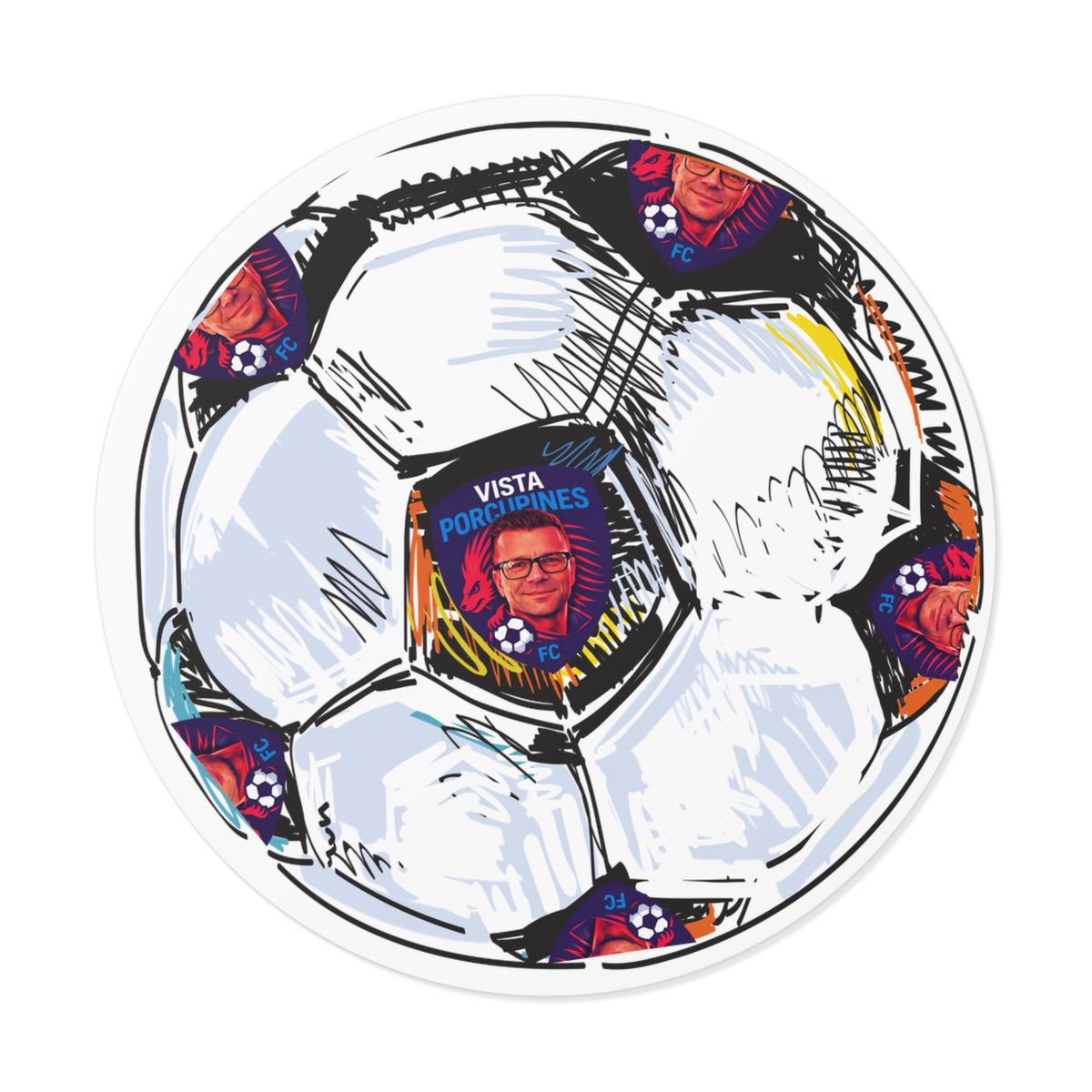 VISTA Porcupines KEVIN Soccer Ball Vinyl Sticker