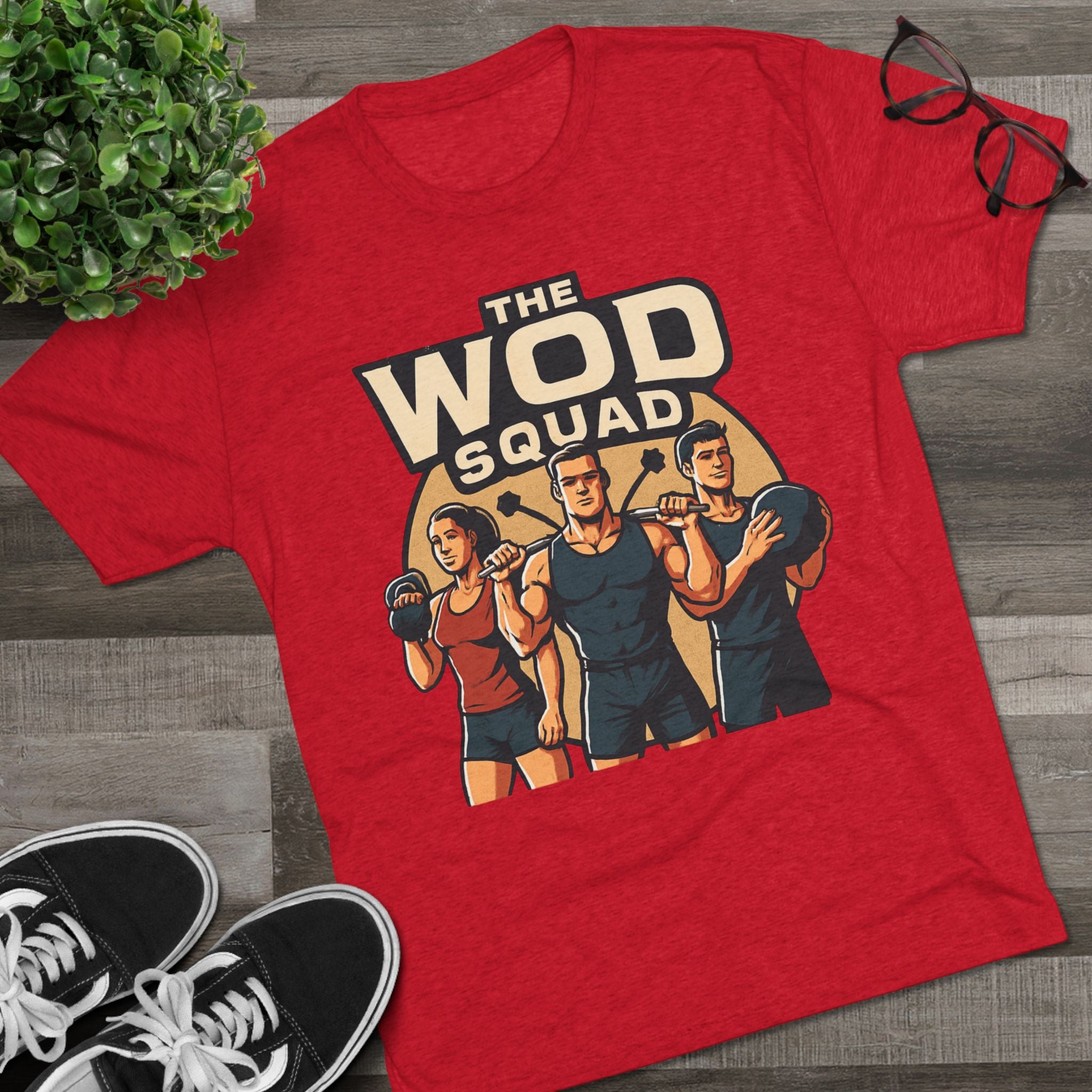 WOD Squad T-Shirt — "The WOD Squad" CrossFit Gym Tee (Back: "Friends Don't Let Friends Skip WODs")