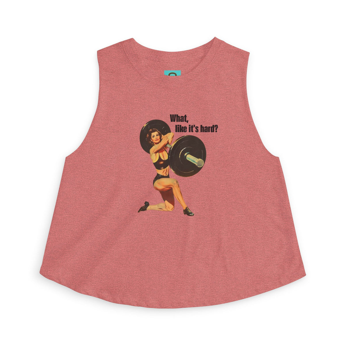 Women’s Crop Top — Vintage Pinup Weightlifting Design “What, like it’s hard?”