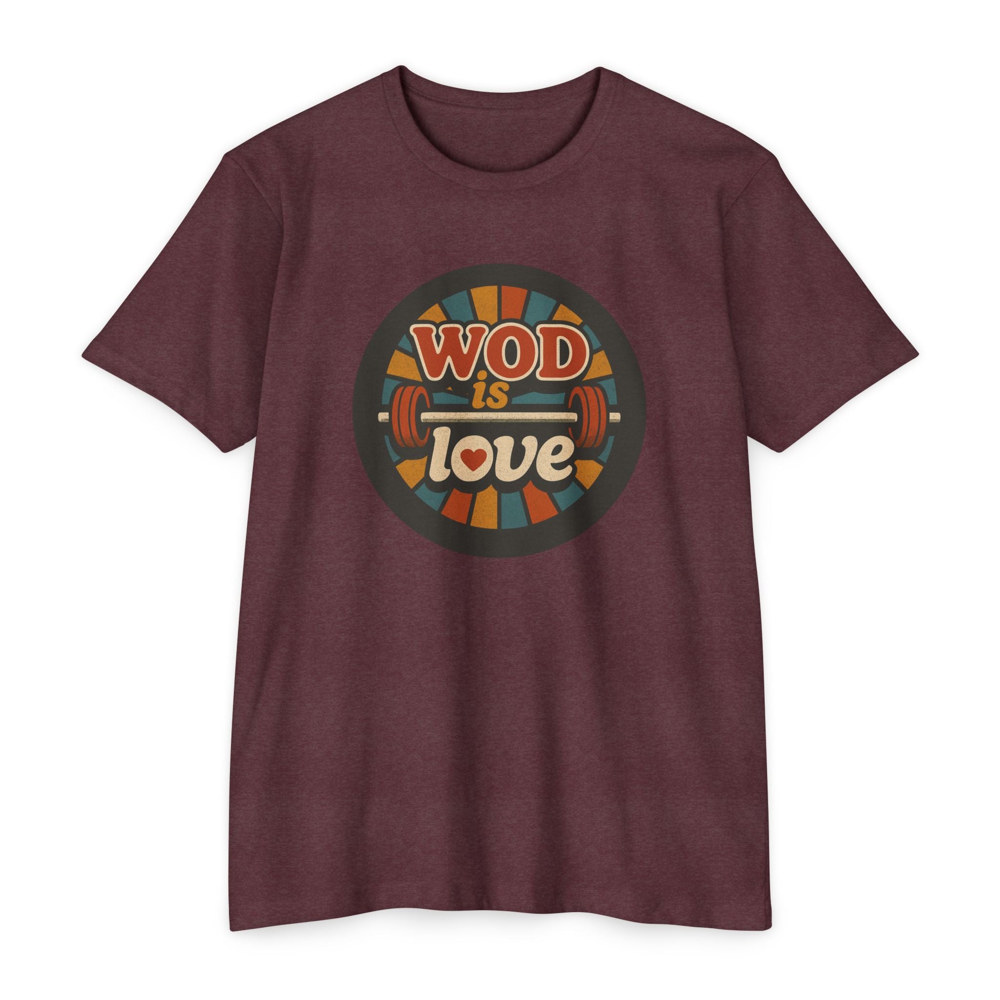 WOD Is Love T-Shirt — Retro Barbell CrossFit Tee ("If Love is a WOD, I'm RX'ing it")