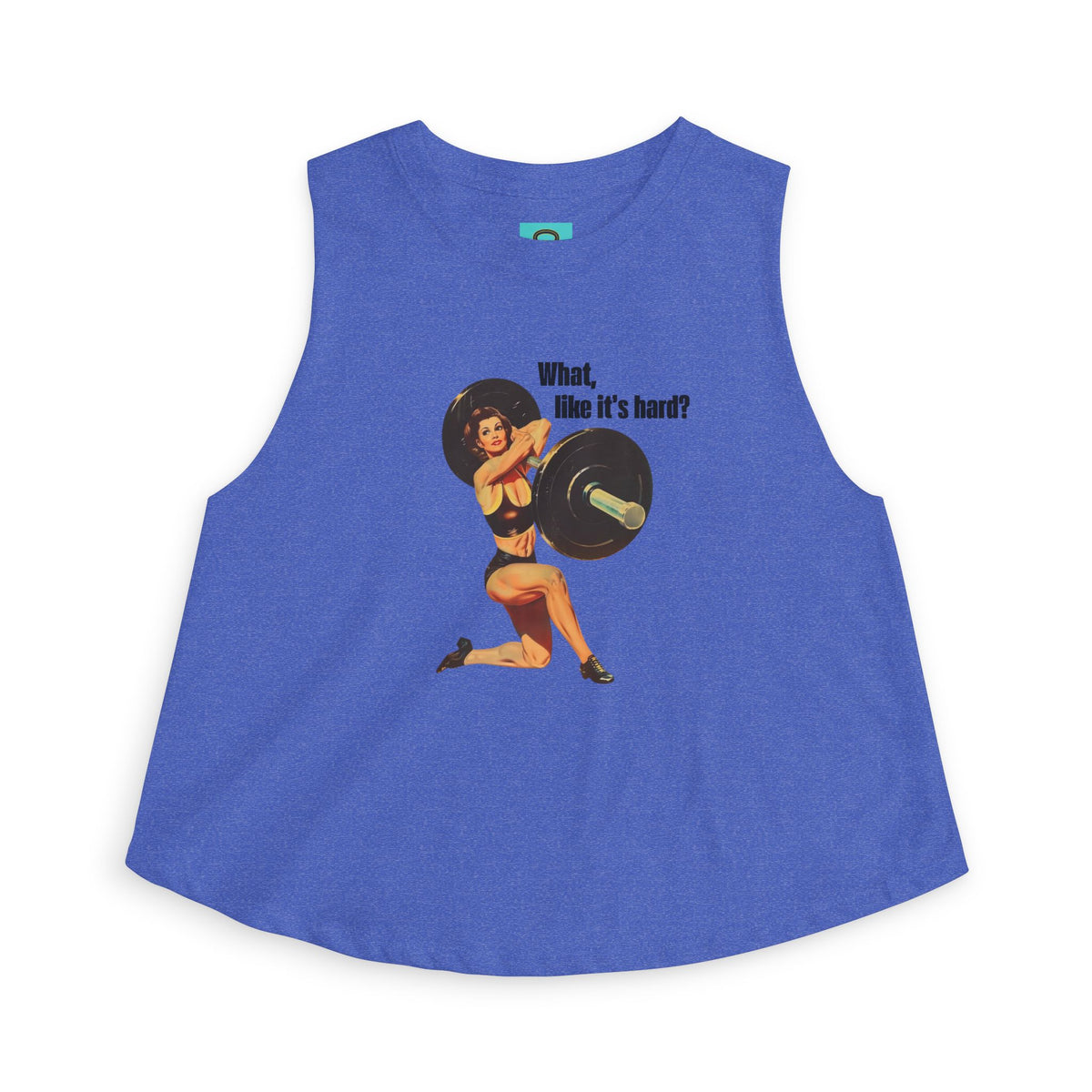 Women’s Crop Top — Vintage Pinup Weightlifting Design “What, like it’s hard?”