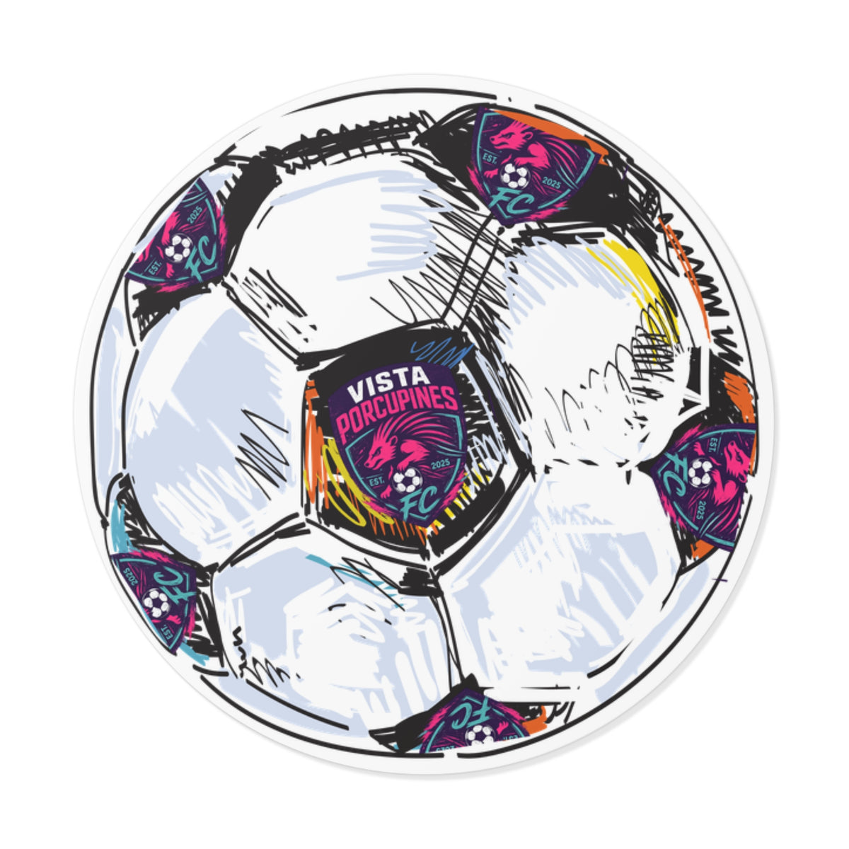 Soccer Ball Vinyl Sticker — Vista Porcupines FC Round Decal