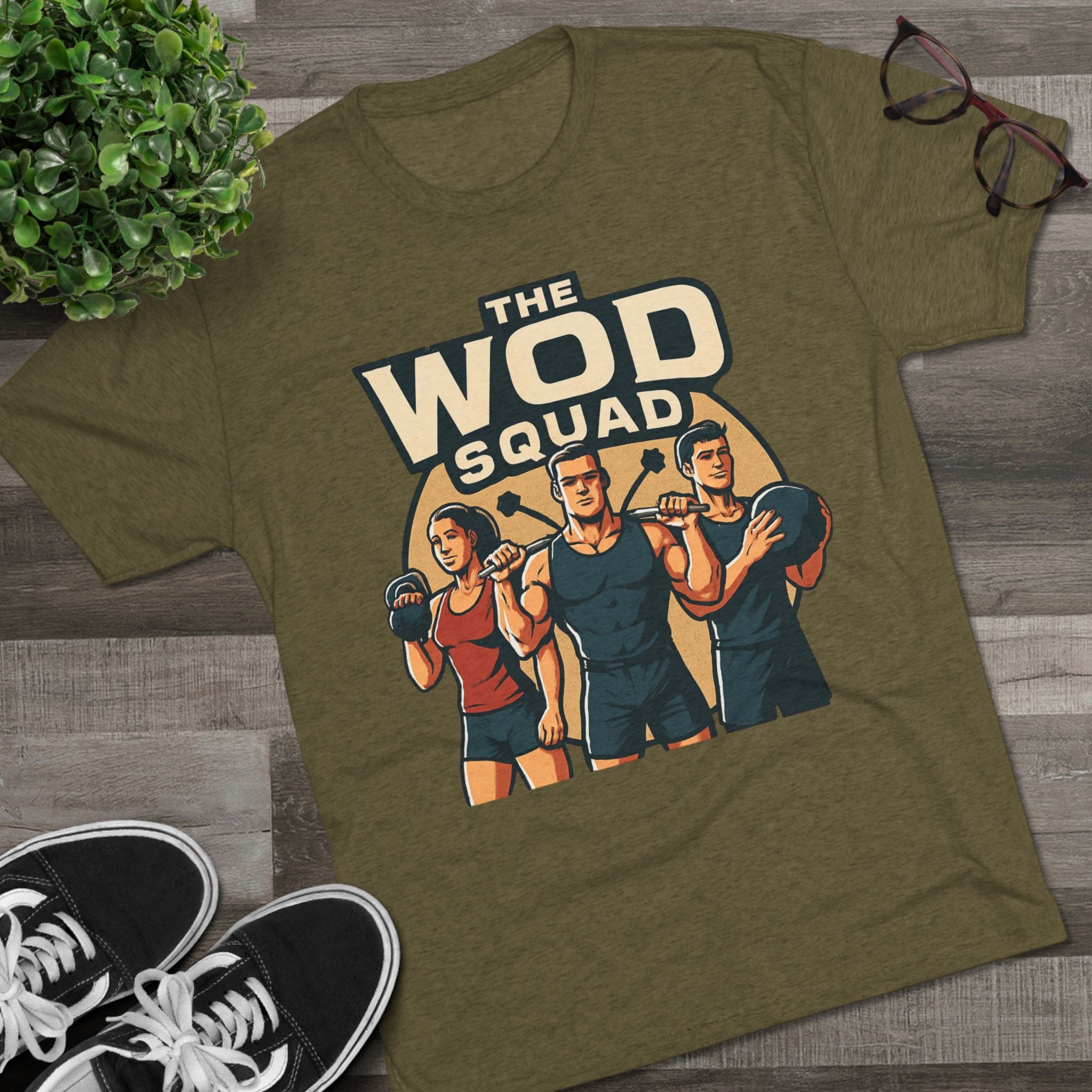 WOD Squad T-Shirt — "The WOD Squad" CrossFit Gym Tee (Back: "Friends Don't Let Friends Skip WODs")